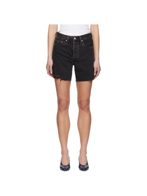 Levi's Black 501 Mid Thigh Denim Shorts