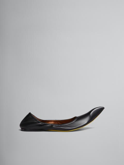 Marni BLACK NAPPA POINTED-TOE BALLET FLATS