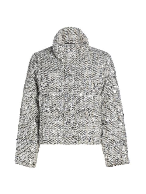 MILLY Women's Hayes Sequined Tweed Puffer Jacket - Black Multi