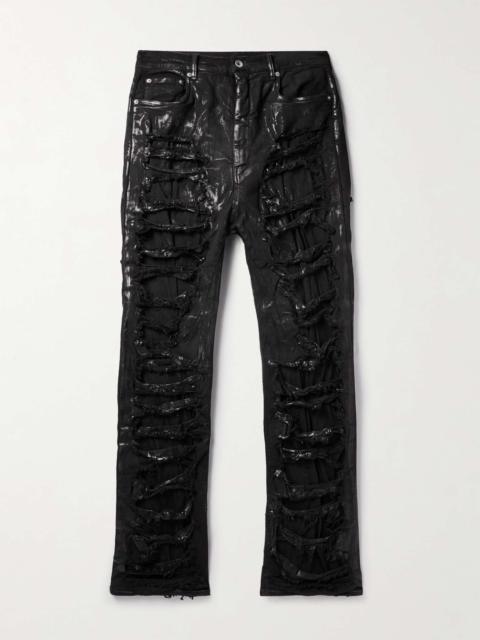 Rick Owens DRKSHDW Geth Slim-Fit Straight-Leg Distressed Metallic Jeans