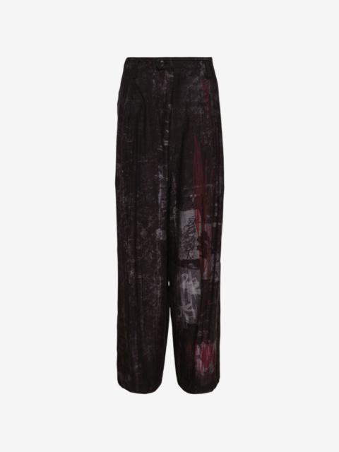 Y's graphic-print wide-leg trousers