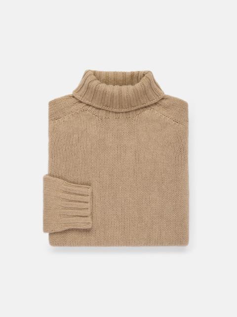 J. PRESS MADE-IN-SCOTLAND CAMEL LAMBSWOOL TURTLE NECK SWEATER