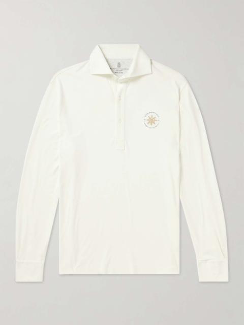 Snowflake Logo-Print Cotton and Silk-Blend Polo Shirt