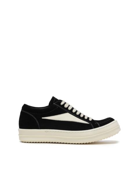 panelled lace-up leather sneakers
