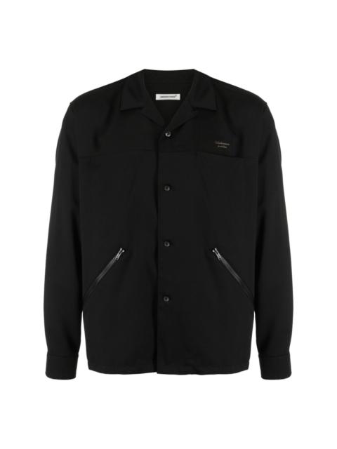 logo-embroidered button-up overshirt