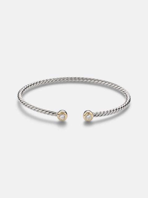 DAVID YURMAN Micro Cable Flex® 925 sterling silver and 14kt gold bangle