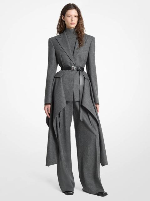 MICHAEL KORS COLLECTION Wool Flannel Belted Cascade Blazer