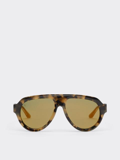 Ferrari Ferrari tortoiseshell brownacetate sunglasses with green gold mirrored lenses
