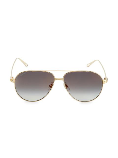 Cartier Women's Santos De 59MM Pilot Sunglasses - Grey Gold