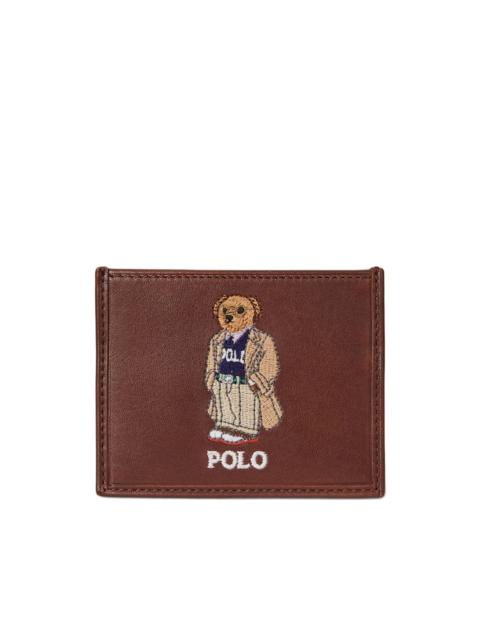 Polo Ralph Lauren small embroidered Polo Bear leather card holder