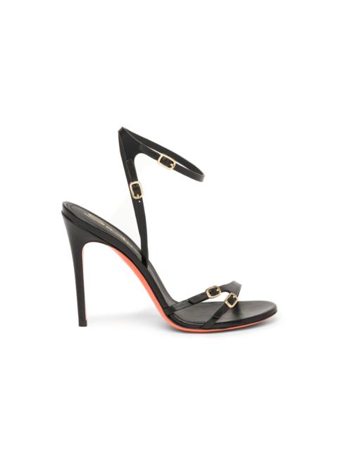 Santoni Women’s black leather high-heel sandal