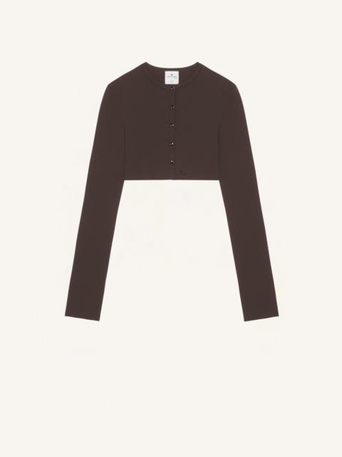 courrèges WOOL KNIT CROPPED CARDIGAN