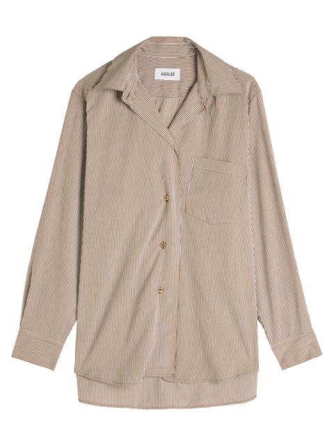 AGOLDE Agolde Aris Asymmetric Striped Woven Shirt