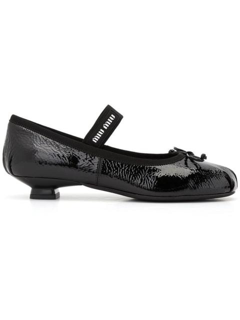Miu Miu Miu Miu Crinkled Leather Ballerinas Pumps Black (Women's)