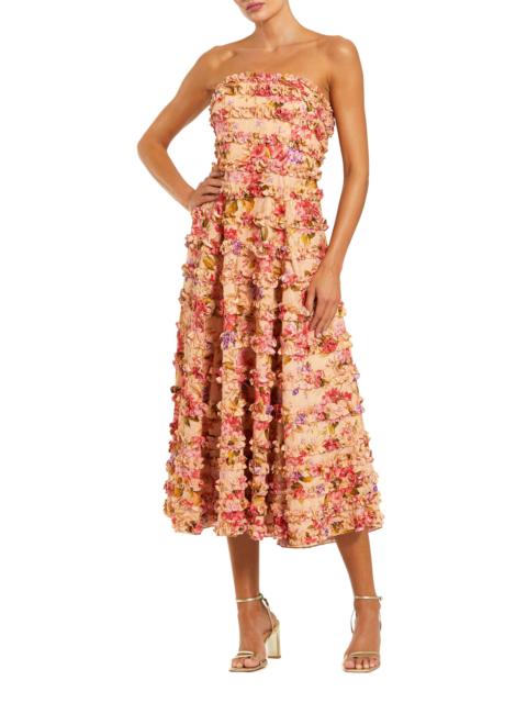MAC DUGGAL Women's Ruffled Strapless Midi-Dress - Pink Multi