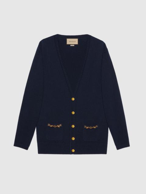 GUCCI Cashmere cardigan with chain detail