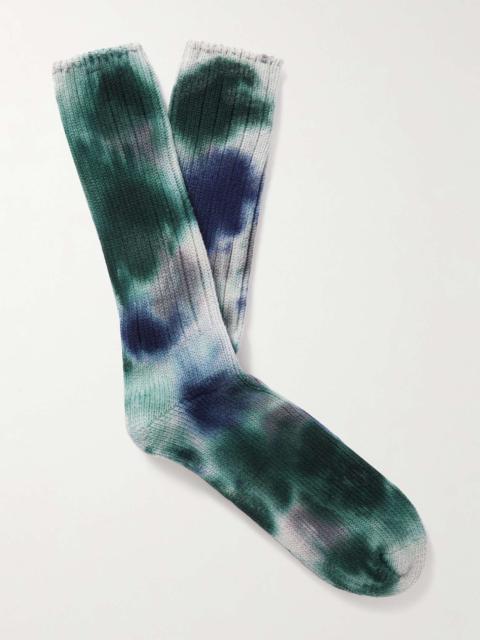 Scatter Dye Tie-Dyed Ribbed Cotton-Blend Socks