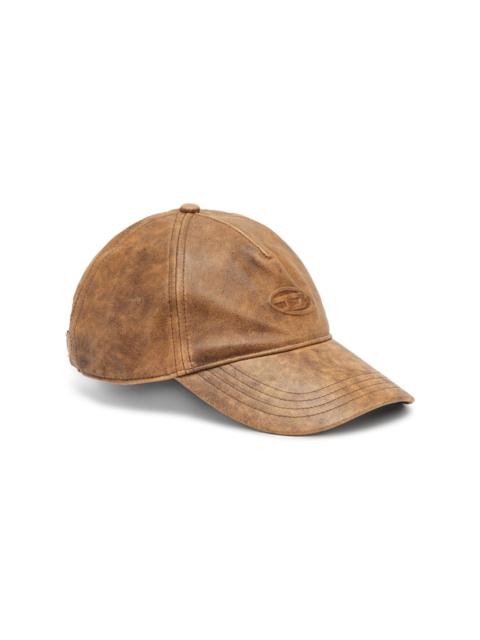 logo-embossed leather baseball cap