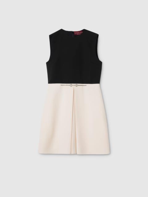 Silk wool dress with crystal Horsebit