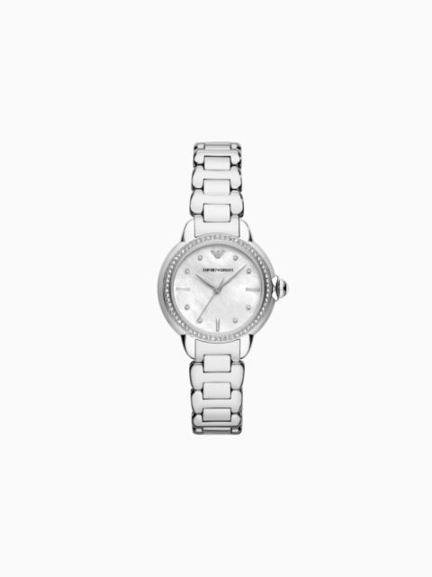 EMPORIO ARMANI THREE-HAND STAINLESS STEEL WATCH