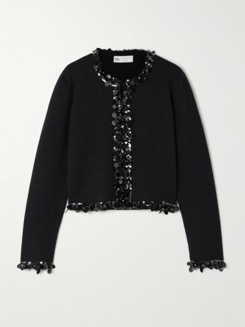 TORY BURCH Kendra Embellished Wool And Cashmere-blend Cardigan