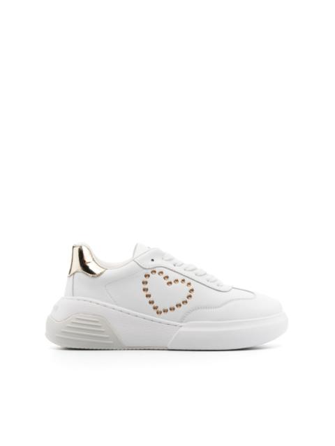heart eyelets leather sneakers