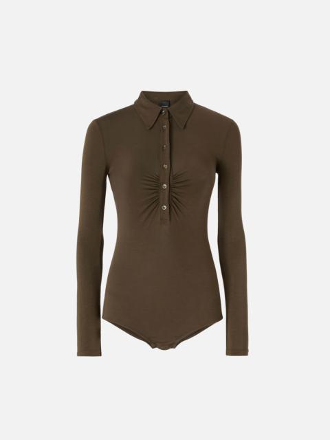 Tシャツ・カットソー PINKO Women Tunic Tops 104711 A2DH ABB BLUE PINKO LONG-SLEEVED POLO BODYSUIT IN MODAL JERSEY | REVERSIBLE