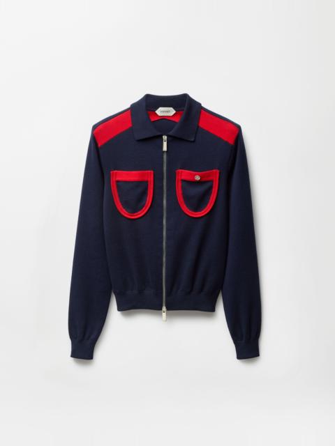 VERSACE Cotton Knit Zip Cardigan