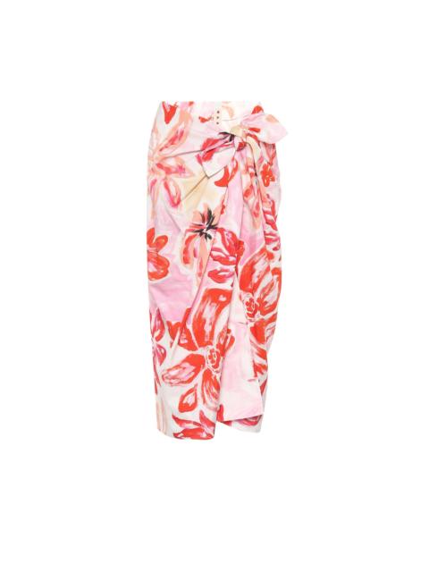 Marni Floral cotton-blend midi wrap skirt