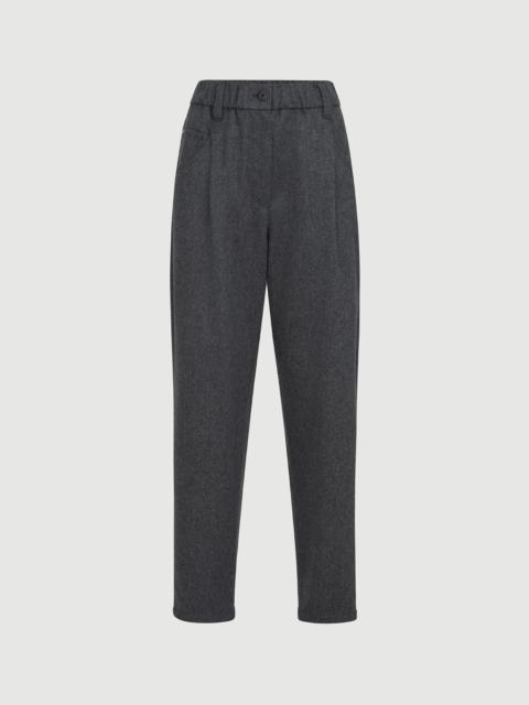 Brunello Cucinelli Wool flannel baggy trousers with monili