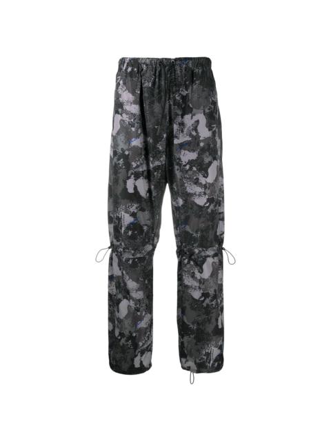 high-rise camouflage-print track pants