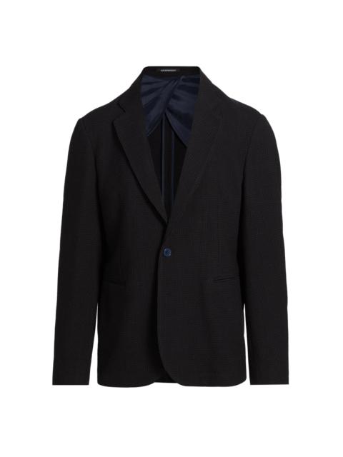 EMPORIO ARMANI Men's Textured Unlined Soft Jacket - Blue Multi