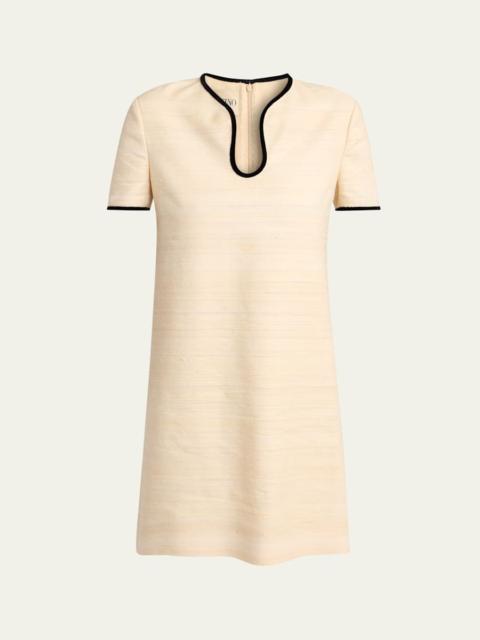 Valentino Woven Silk Short-Sleeve Mini Dress
