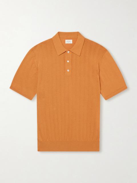 Hartford Pointelle-Knit Cotton Polo Shirt