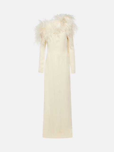 Taller Marmo Garbo feather-trimmed crêpe gown