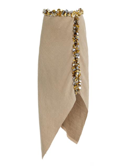 diotima Darliston Embellished Linen Midi Skirt brown