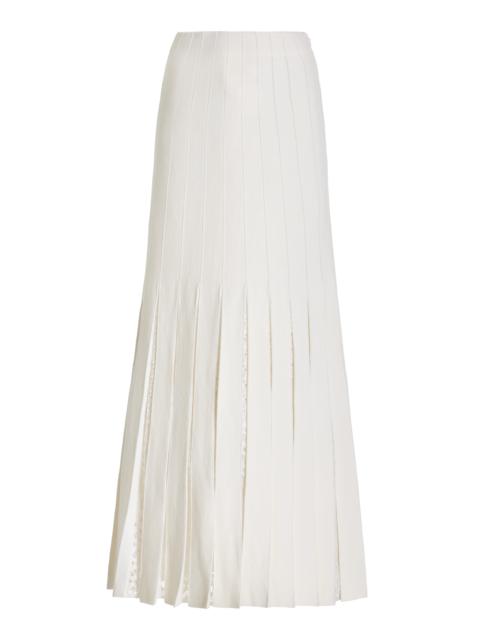 GABRIELA HEARST Debutante Pleated Knit Skirt in Ivory Merino Wool