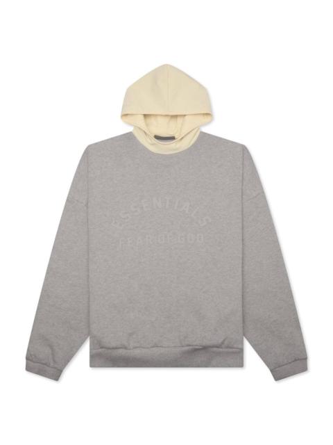 ESSENTIALS NYLON FLEECE HOODIE - DARK HEATHER OATMEAL/GARDEN YELLOW