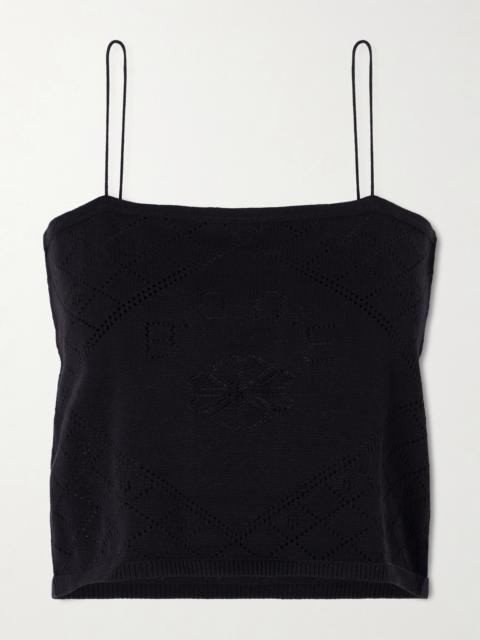 BODE Anisette Cropped Embroidered Cotton Tank Top