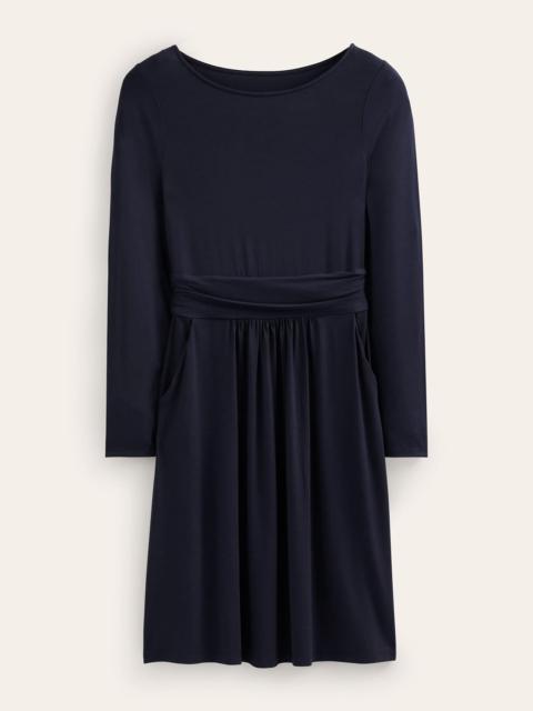 BODEN Amelie Long Sleeve Dress-Navy