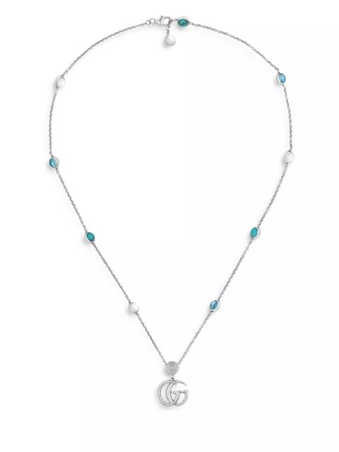 GUCCI Sterling Silver Marmont Multi-Stone Double G Pendant Necklace, 15.5-16.6"