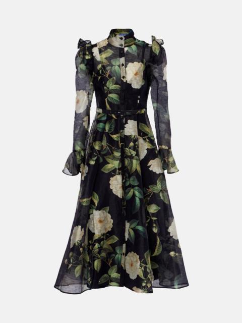 LEO LIN Katrina floral linen-blend midi dress