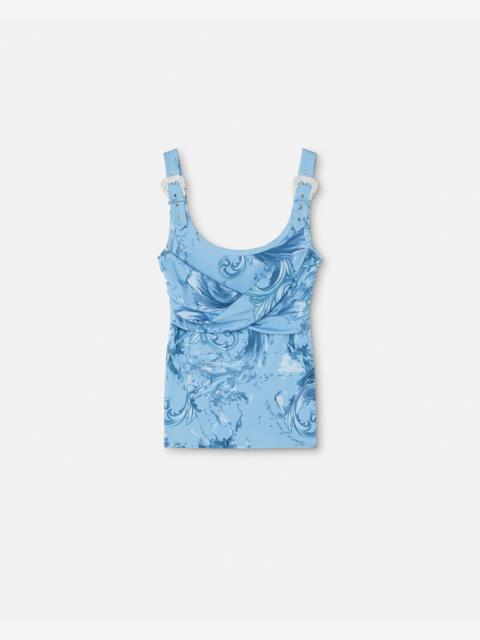 VERSACE JEANS COUTURE Printed Cotton Draped Tank Top