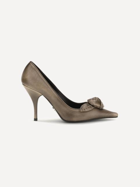 Prada Leather Pumps with rose appliqué