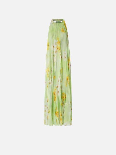 PINKO LONG PLEATED DRESS WITH FLORAL PRINT