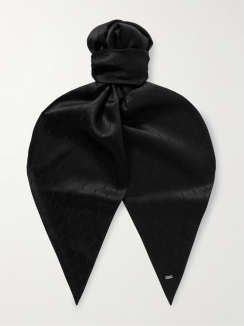SAINT LAURENT Logo-Embroidered Silk-Jacquard Scarf