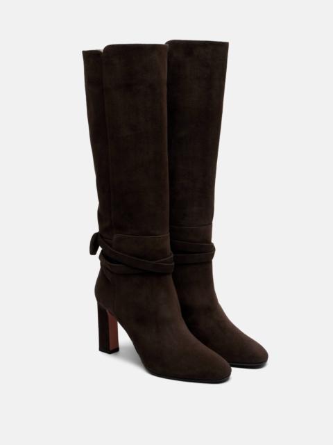 AQUAZZURA Very Bow 85 suede knee-high boots