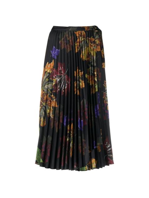 floral print pleated midi skirt