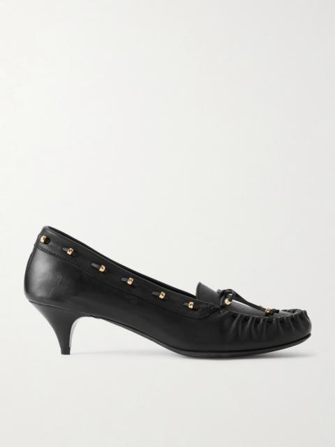 KHAITE Milly Embellished Whipstitched Textured-leather Pumps