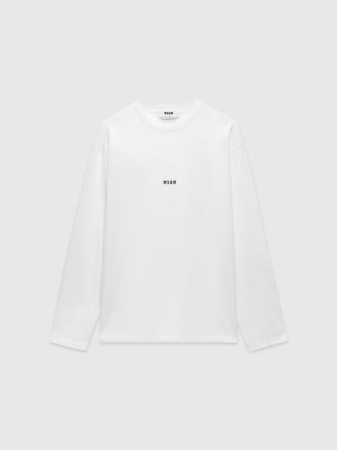 White jersey T-shirt with micro logo print